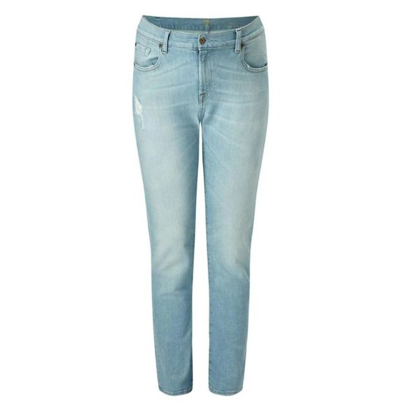 7 For All‎ Mankind Relaxed Skinny Nashville Light Jeans Womens Size 25 $218 - Picture 1 of 11